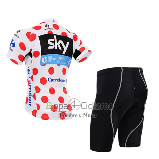 Sky Lider Ropa Ciclismo Culotte Corto 2015 Hombre Mangas Cortas Blanco y Rojo